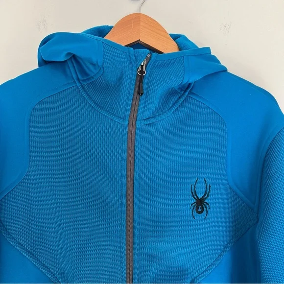 Spyder Men’s Size Large Blue Full Zip Up Hooded Sweater Jacket